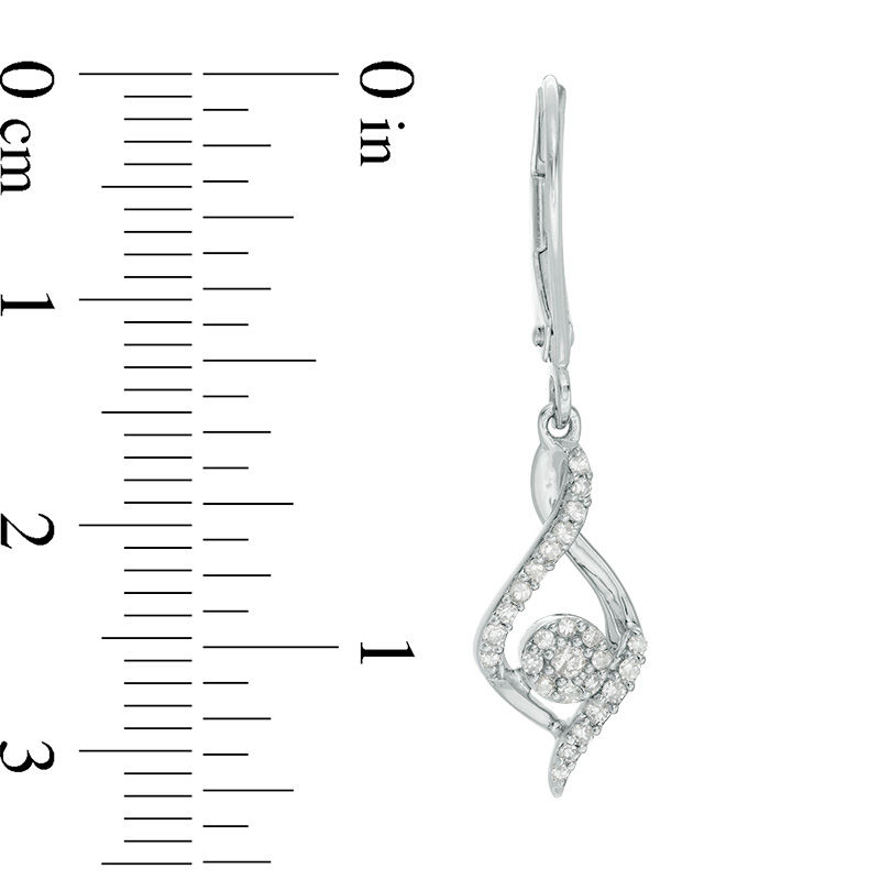 Main Image 2 of 1/4 CT. T.W. Composite Diamond Flame-Shaped  Drop Earrings in 10K White Gold