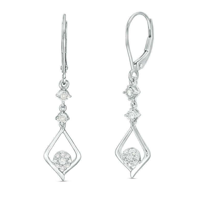 Main Image 1 of 1/5 CT. T.W. Diamond Tier Drop Earrings in 10K White Gold