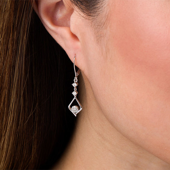 1/5 CT. T.w. Diamond Tier Drop Earrings in 10K White Gold