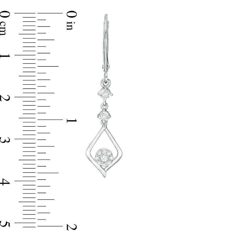 Main Image 3 of 1/5 CT. T.W. Diamond Tier Drop Earrings in 10K White Gold