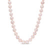 Thumbnail Image 1 of 8.0-9.0mm Dyed Pink Freshwater Cultured Pearl Strand Necklace with 14K Gold Clasp
