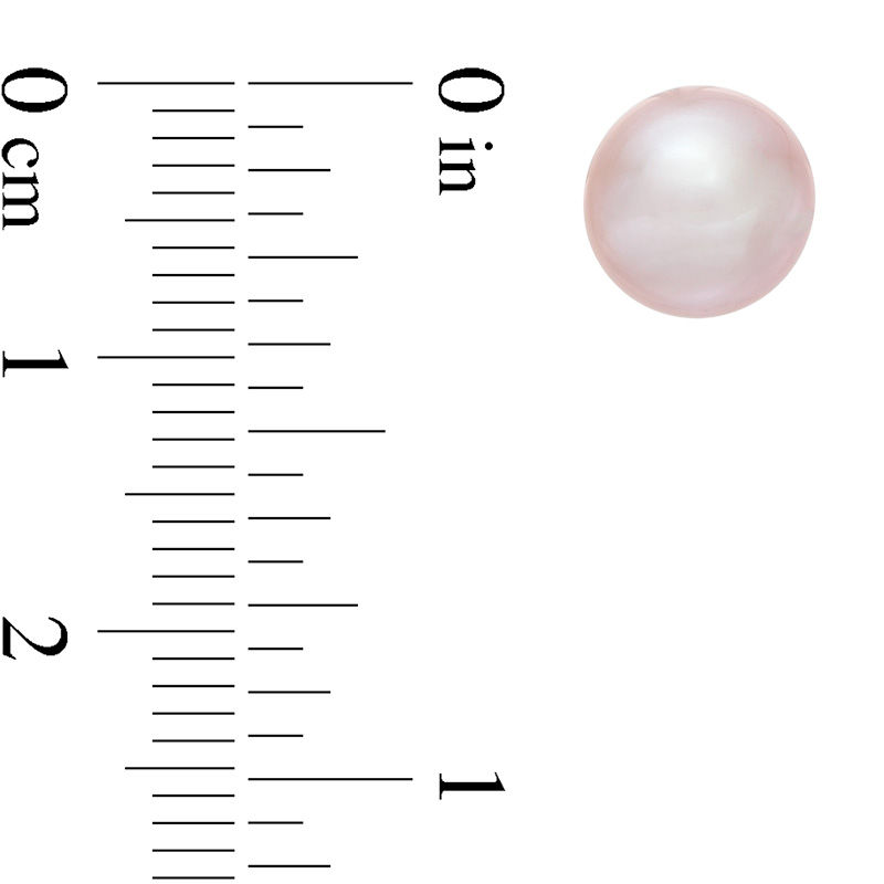 Main Image 3 of 8.0-9.0mm Dyed Pink Freshwater Cultured Pearl Stud Earrings with 14K Gold Posts