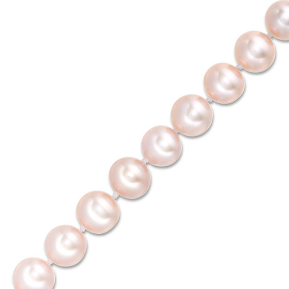 8.0-9.0mm Dyed Pink Freshwater Cultured Pearl Strand Bracelet with 14K Gold Clasp-7.5"