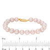 Thumbnail Image 4 of 8.0-9.0mm Dyed Pink Freshwater Cultured Pearl Strand Bracelet with 14K Gold Clasp-7.5"