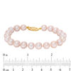 Thumbnail Image 3 of 8.0 - 9.0mm Dyed Pink Cultured Freshwater Pearl Strand Bracelet with 14K Gold Clasp - 7.5"