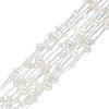 Thumbnail Image 1 of 3.0-7.0mm Oval Freshwater Cultured Pearl Multi-Row Silver Thread Bracelet with Sterling Silver Clasp-7.5"