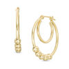 Thumbnail Image 1 of Sliding Bead Double Hoop Earrings in 14K Gold