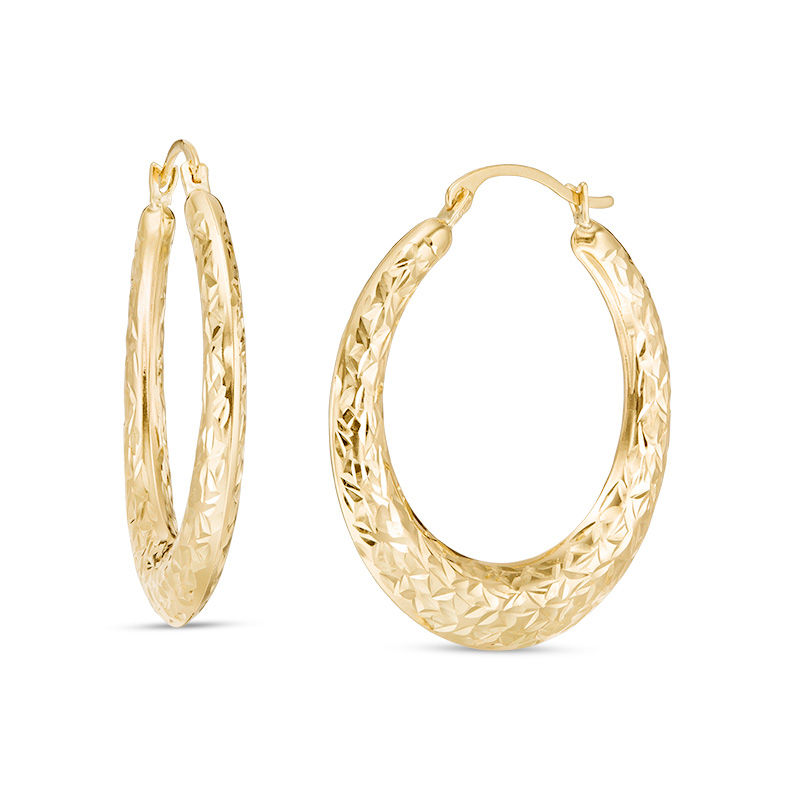 Main Image 1 of 20.0mm Diamond-Cut Hoop Earrings in 14K Gold