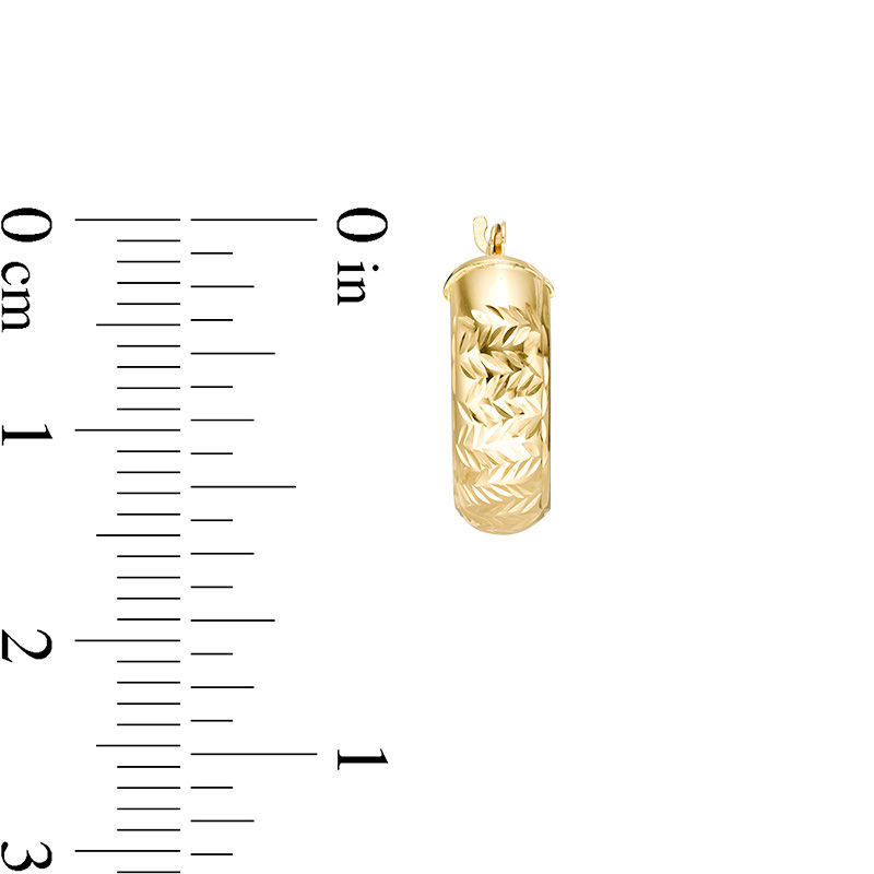Main Image 3 of 15.0mm Diamond-Cut Chevron Pattern Hoop Earrings in 14K Gold