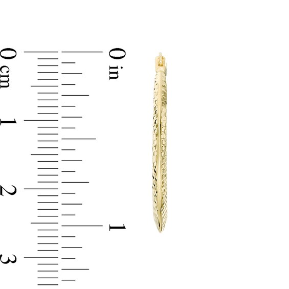 Etched Oval Hoop Earrings in 14K Gold