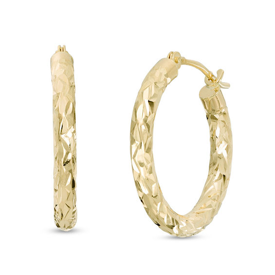 Diamond-Cut Hoop Earrings in 14K Gold