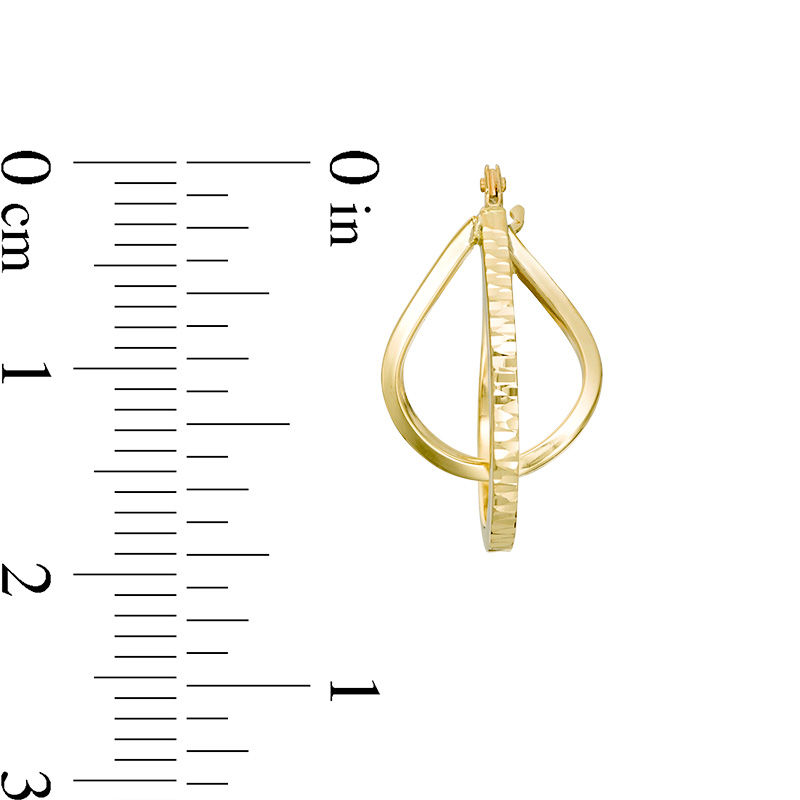 Main Image 3 of Diamond-Cut Abstract Squared Hoop Earrings in 14K Gold