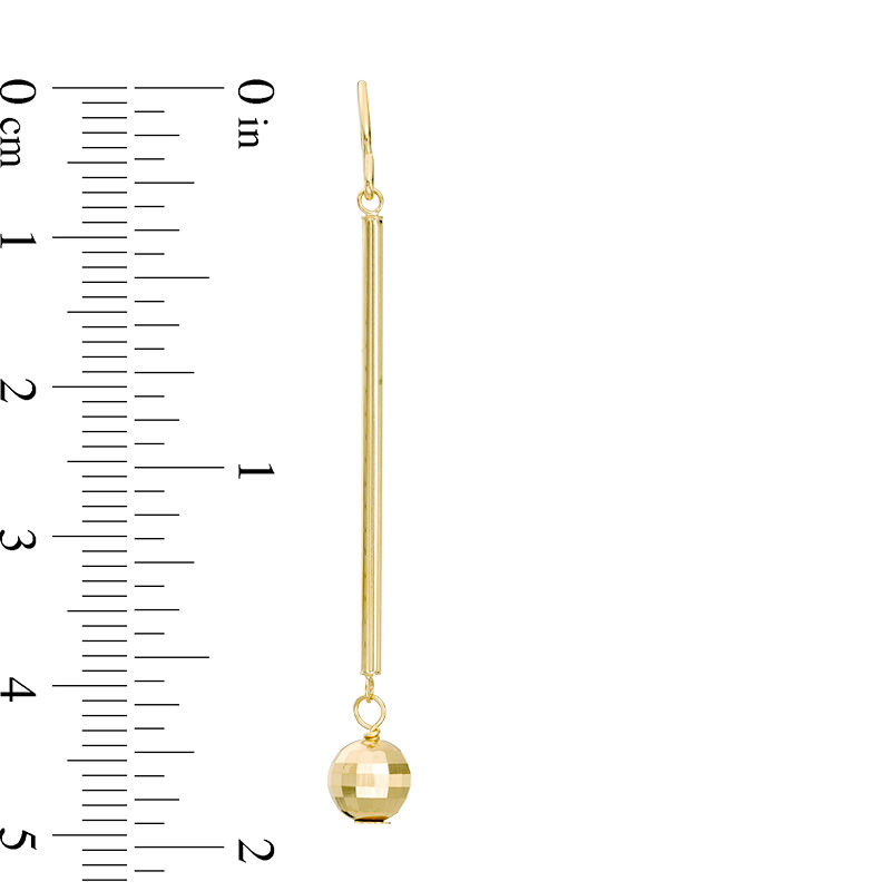 Main Image 3 of Diamond-Cut 6.0mm Bead Stick Drop Earrings in 14K Gold