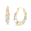 Thumbnail Image 1 of Layered Geometric Hoop Earrings in 14K Tri-Tone Gold