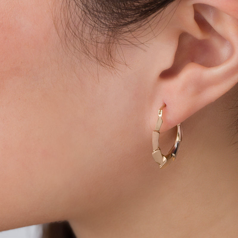 Main Image 2 of Layered Geometric Hoop Earrings in 14K Tri-Tone Gold