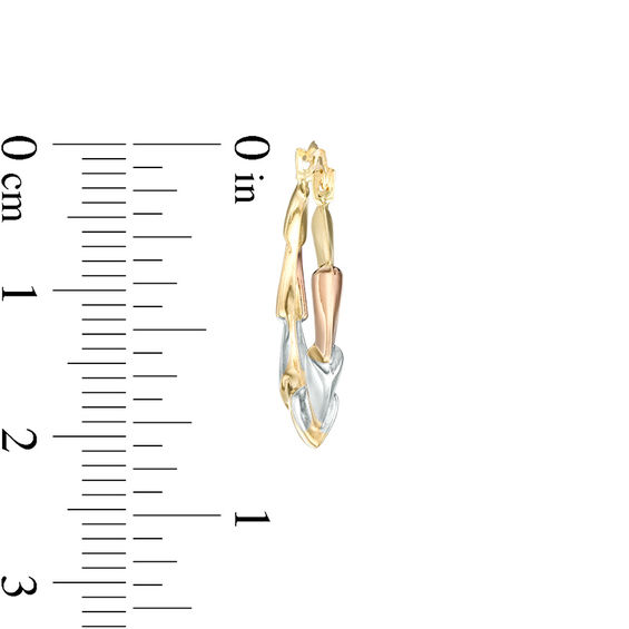 Layered Geometric Hoop Earrings in 14K Tri-Tone Gold