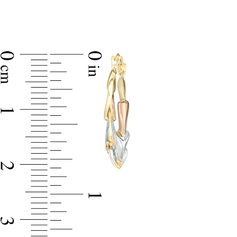 Main Image 3 of Layered Geometric Hoop Earrings in 14K Tri-Tone Gold