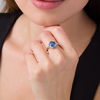 Thumbnail Image 3 of 7.5mm Lab-Created Blue and White Sapphire Swirl Frame Ring in Sterling Silver