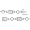 Thumbnail Image 3 of 3 CT. T.W. Princess-Cut and Round Diamond Buckle Link Bracelet in 10K White Gold