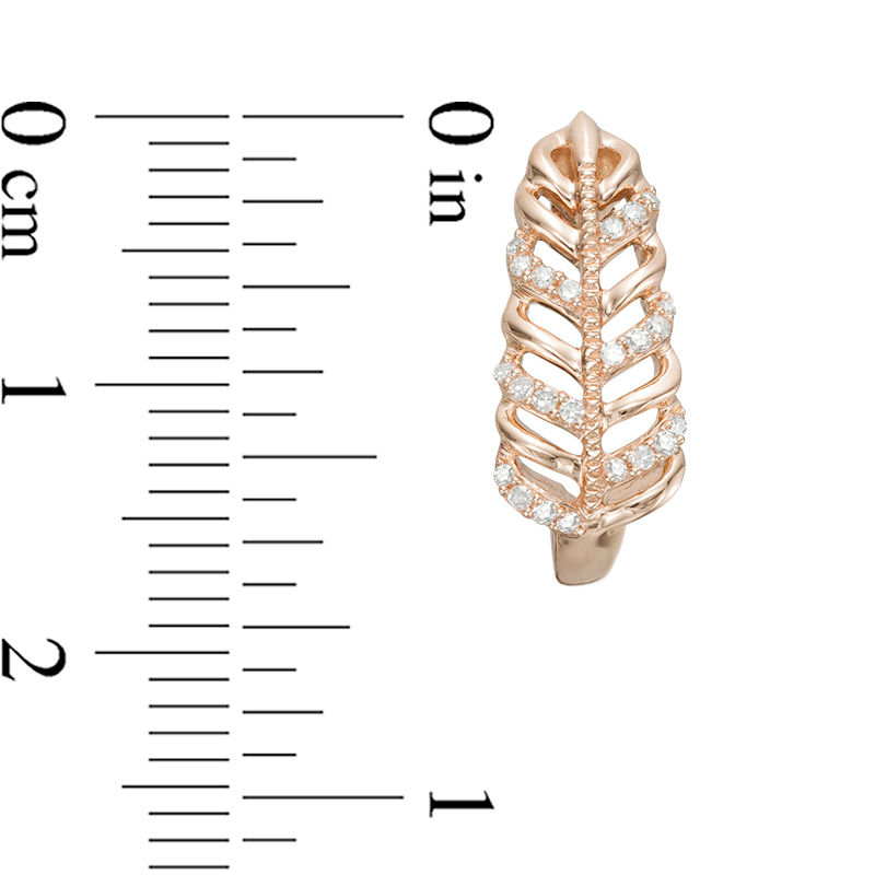 Main Image 2 of 1/8 CT. T.W. Diamond Leaf Drop Earrings in 10K Rose Gold