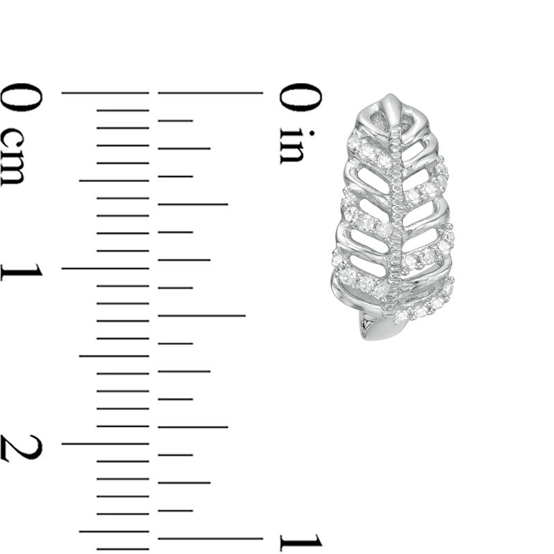 Main Image 2 of 1/8 CT. T.W. Diamond Leaf Drop Earrings in Sterling Silver