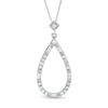 Thumbnail Image 1 of 1/2 CT. T.W. Baguette and Round Diamond Teardrop Outline Pendant in 10K White Gold