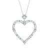 Thumbnail Image 0 of 1/2 CT. T.W. Baguette and Round Diamond Alternating Heart Outline Pendant in 10K White Gold