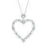 Thumbnail Image 1 of 1/2 CT. T.W. Baguette and Round Diamond Alternating Heart Outline Pendant in 10K White Gold