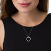 Thumbnail Image 1 of 1/2 CT. T.W. Baguette and Round Diamond Alternating Heart Outline Pendant in 10K White Gold