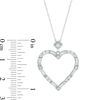 Thumbnail Image 2 of 1/2 CT. T.W. Baguette and Round Diamond Alternating Heart Outline Pendant in 10K White Gold