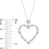 Thumbnail Image 3 of 1/2 CT. T.W. Baguette and Round Diamond Alternating Heart Outline Pendant in 10K White Gold