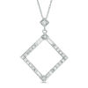 Thumbnail Image 1 of 1/2 CT. T.W. Baguette and Round Diamond Tilted Square Outline Pendant in 10K White Gold