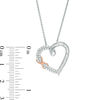 Thumbnail Image 3 of 3/8 CT. T.W. Baguette and Round Diamond Infinity Heart Pendant in Sterling Silver and 10K Rose Gold