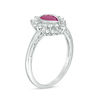 Thumbnail Image 1 of Pear-Shaped Ruby and 1/4 CT. T.W. Diamond Starburst Frame Ring in 10K White Gold