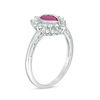 Thumbnail Image 2 of Pear-Shaped Ruby and 1/4 CT. T.W. Diamond Starburst Frame Ring in 10K White Gold
