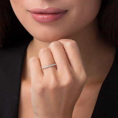 10K White Gold Black & White Diamond Ladies Wedding Ring 1/3 CT Size 6 
