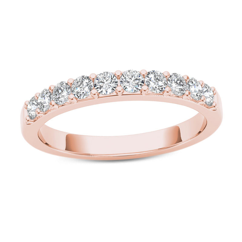 1/2 CT. T.W. Diamond Wedding Band in 10K Rose Gold