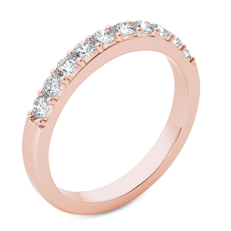Main Image 2 of 1/2 CT. T.W. Diamond Wedding Band in 10K Rose Gold