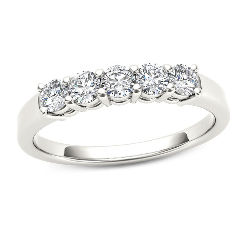 1/2 CT. T.W. Diamond Five Stone Anniversary Band in 10K White Gold