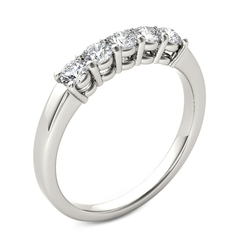 1/2 CT. T.W. Diamond Five Stone Anniversary Band in 10K White Gold