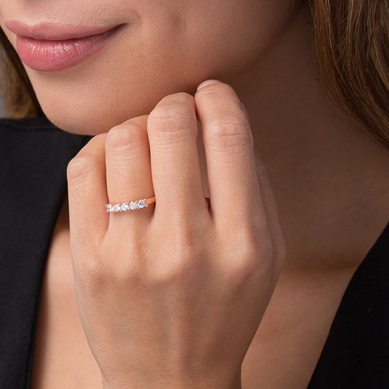 1/2 CT. T.w. Diamond Five Stone Anniversary Band in 10K Rose Gold