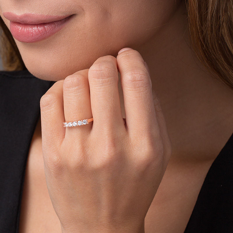 Main Image 2 of 1/2 CT. T.W. Diamond Five Stone Anniversary Band in 10K Rose Gold