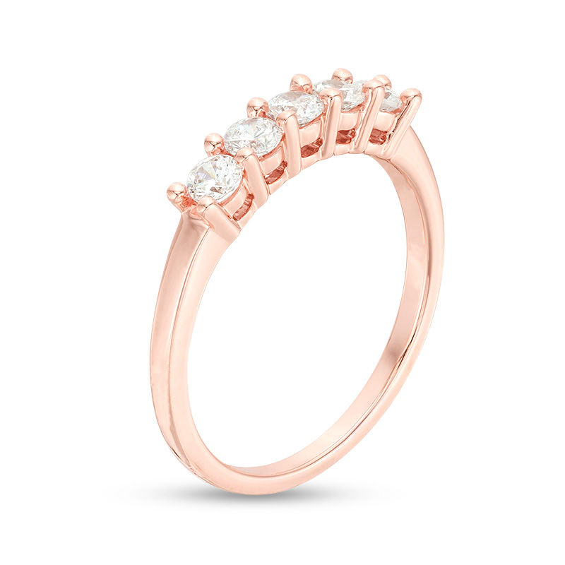 Main Image 3 of 1/2 CT. T.W. Diamond Five Stone Anniversary Band in 10K Rose Gold