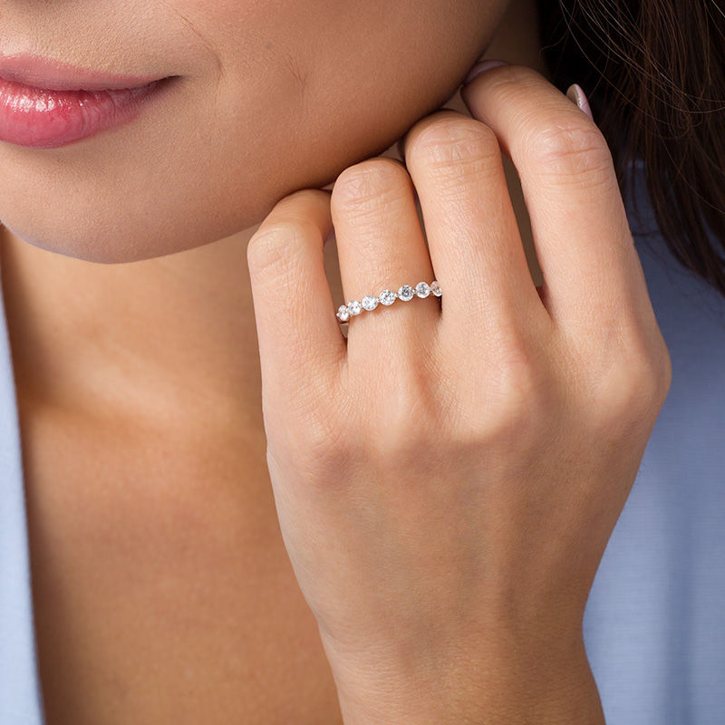 Main Image 2 of 3/4 CT. T.W. Diamond Seven Stone Anniversary Band in 10K White Gold