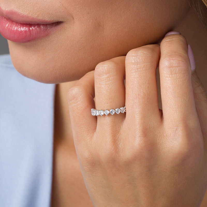 Main Image 2 of 1 CT. T.W. Diamond Eleven Stone Wedding Band in 10K White Gold