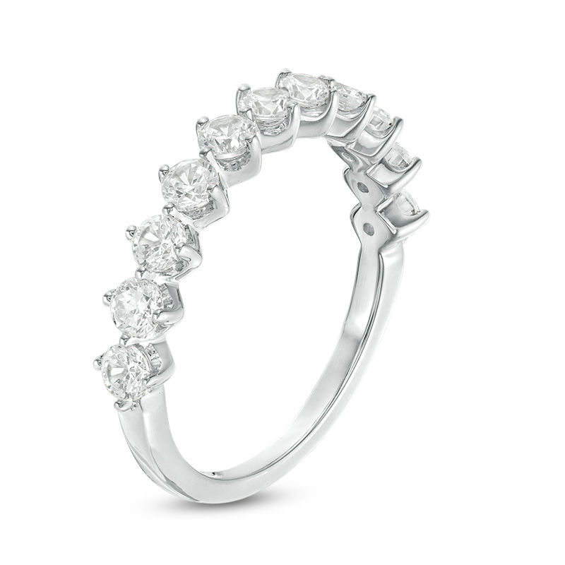 Main Image 3 of 1 CT. T.W. Diamond Eleven Stone Wedding Band in 10K White Gold