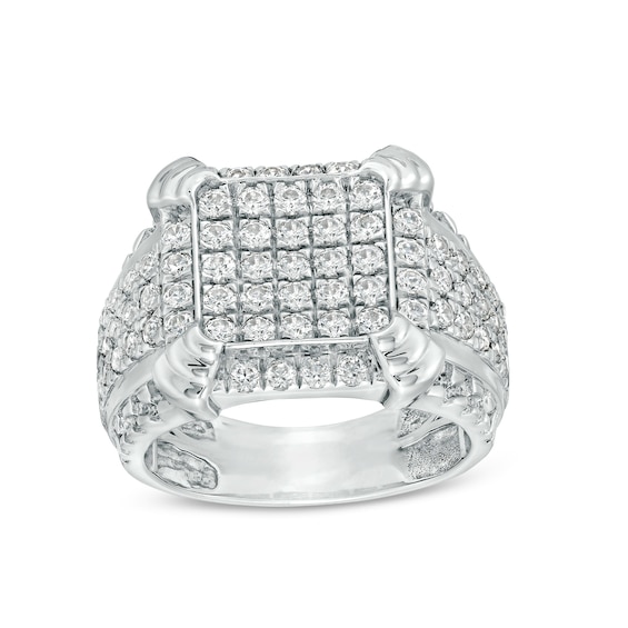 2-1/4 CT. T.w. Cushion-Shaped Multi-Diamond Tiered Four-Corner Multi-Row Ring in 10K White Gold