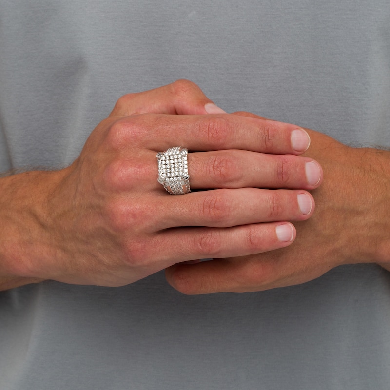 Main Image 2 of 2-1/4 CT. T.W. Cushion-Shaped Multi-Diamond Tiered Four-Corner Multi-Row Ring in 10K White Gold