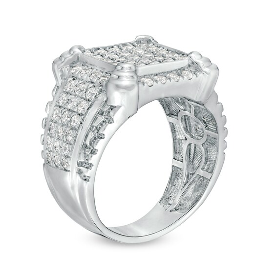 2-1/4 CT. T.w. Cushion-Shaped Multi-Diamond Tiered Four-Corner Multi-Row Ring in 10K White Gold