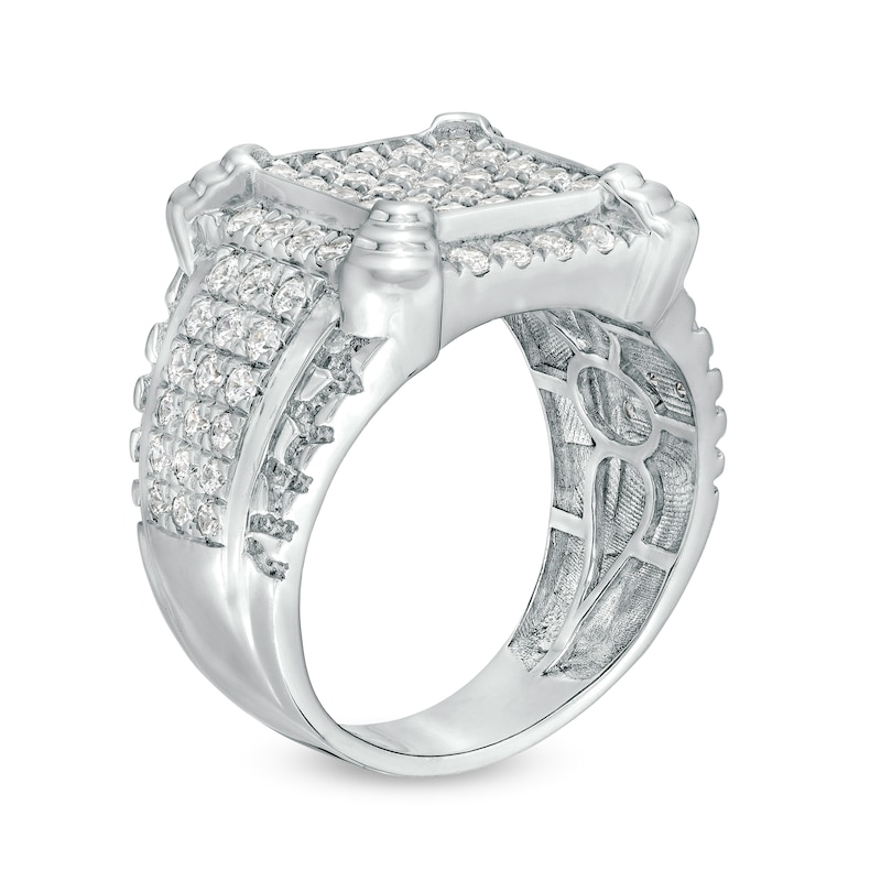 Main Image 3 of 2-1/4 CT. T.W. Cushion-Shaped Multi-Diamond Tiered Four-Corner Multi-Row Ring in 10K White Gold